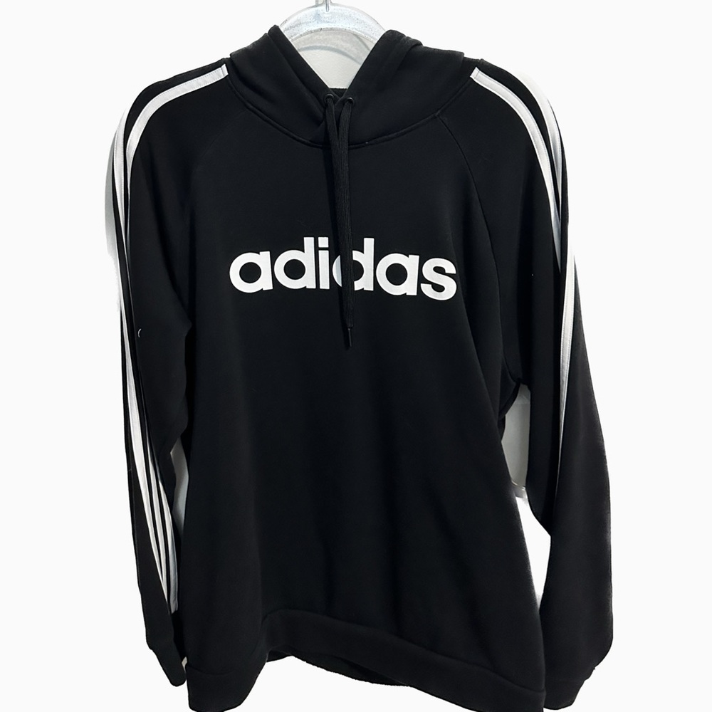 Large black and white Adidas Hoodie Oversized Comfortable Jacket